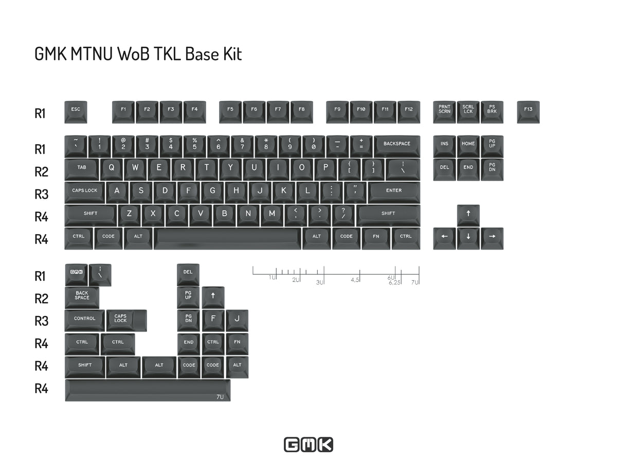 [In Stock] GMK MTNU WoB (White on Black) Keycaps