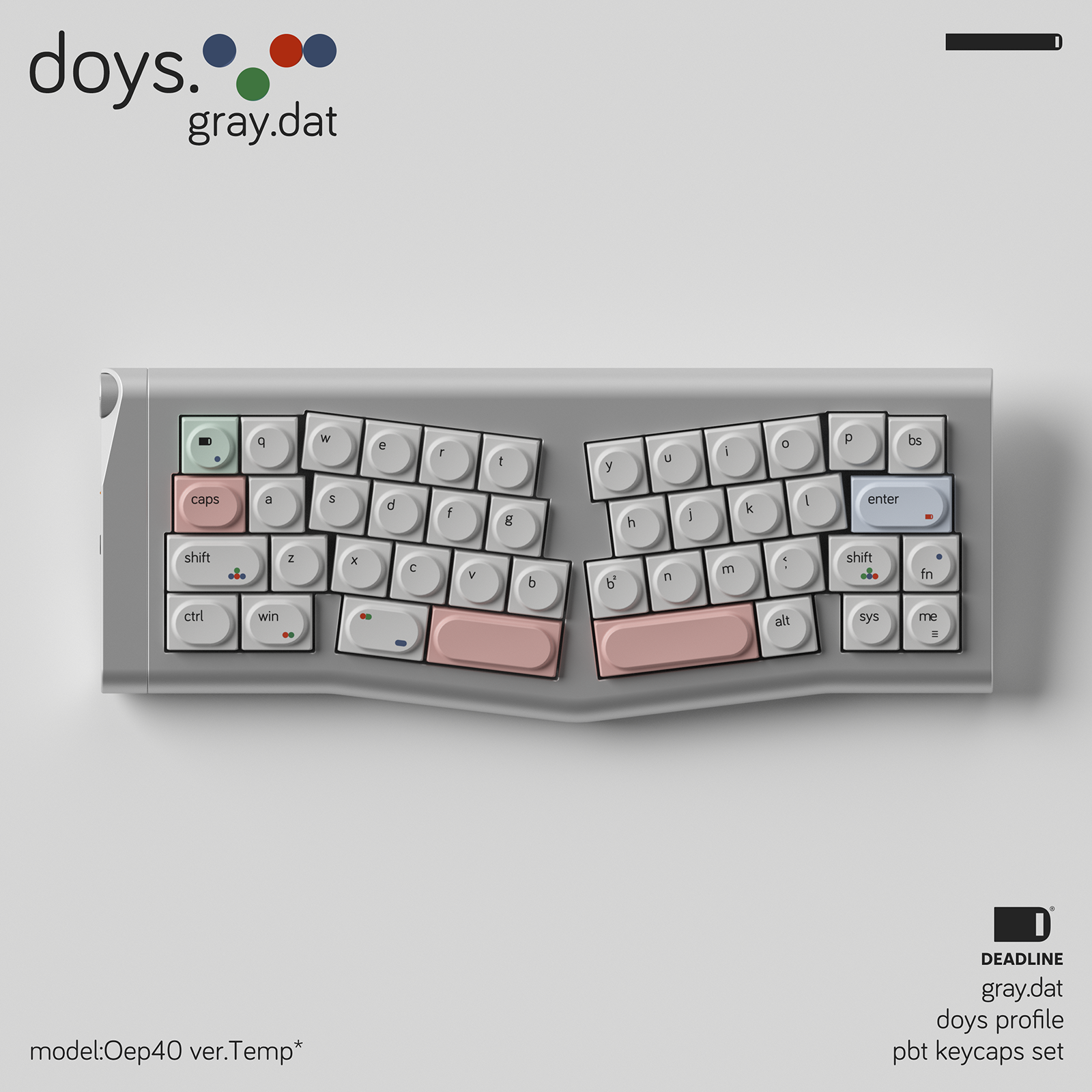 [In Stock] DEADLINE Doys Gray.dat PBT Keycap