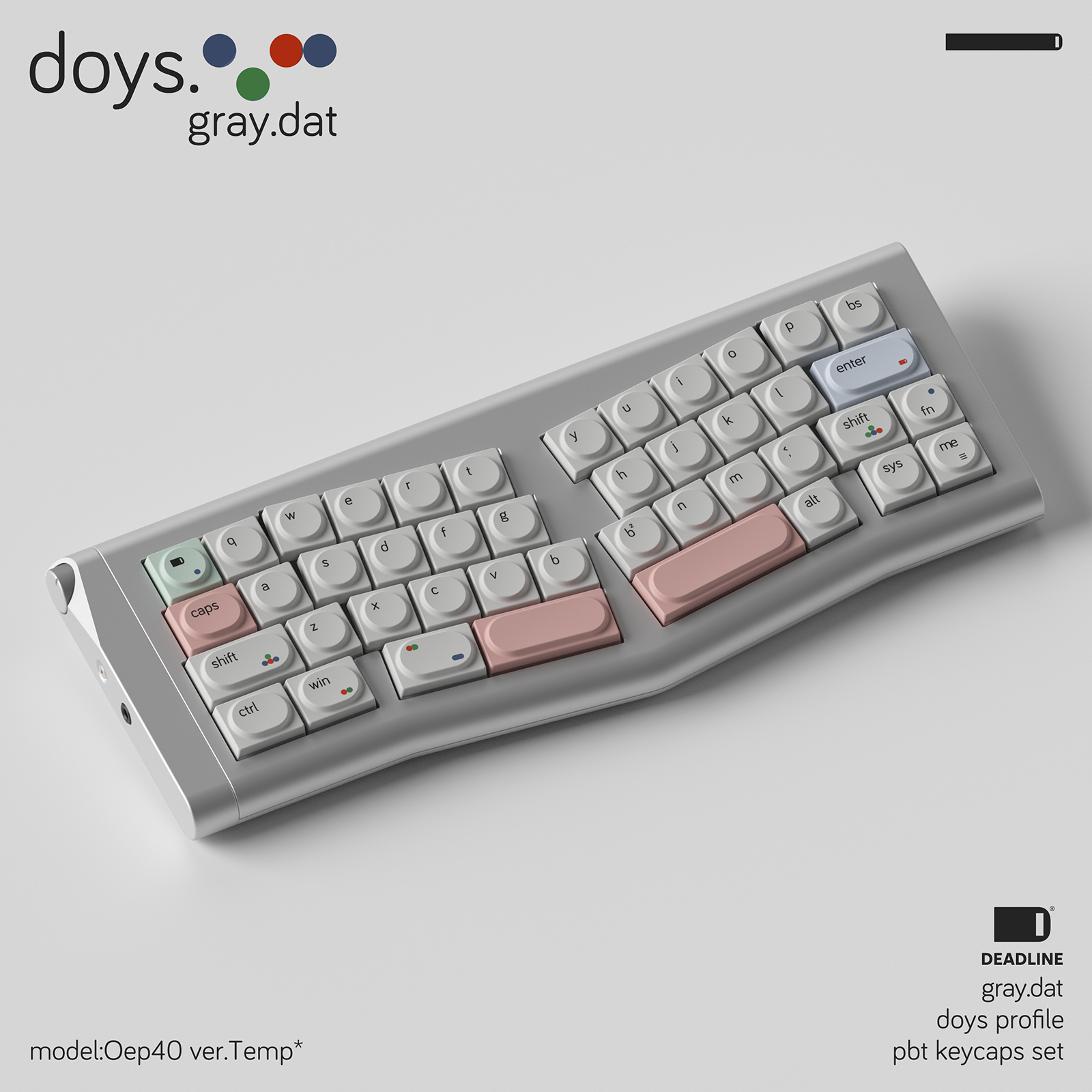 [In Stock] DEADLINE Doys Gray.dat PBT Keycap