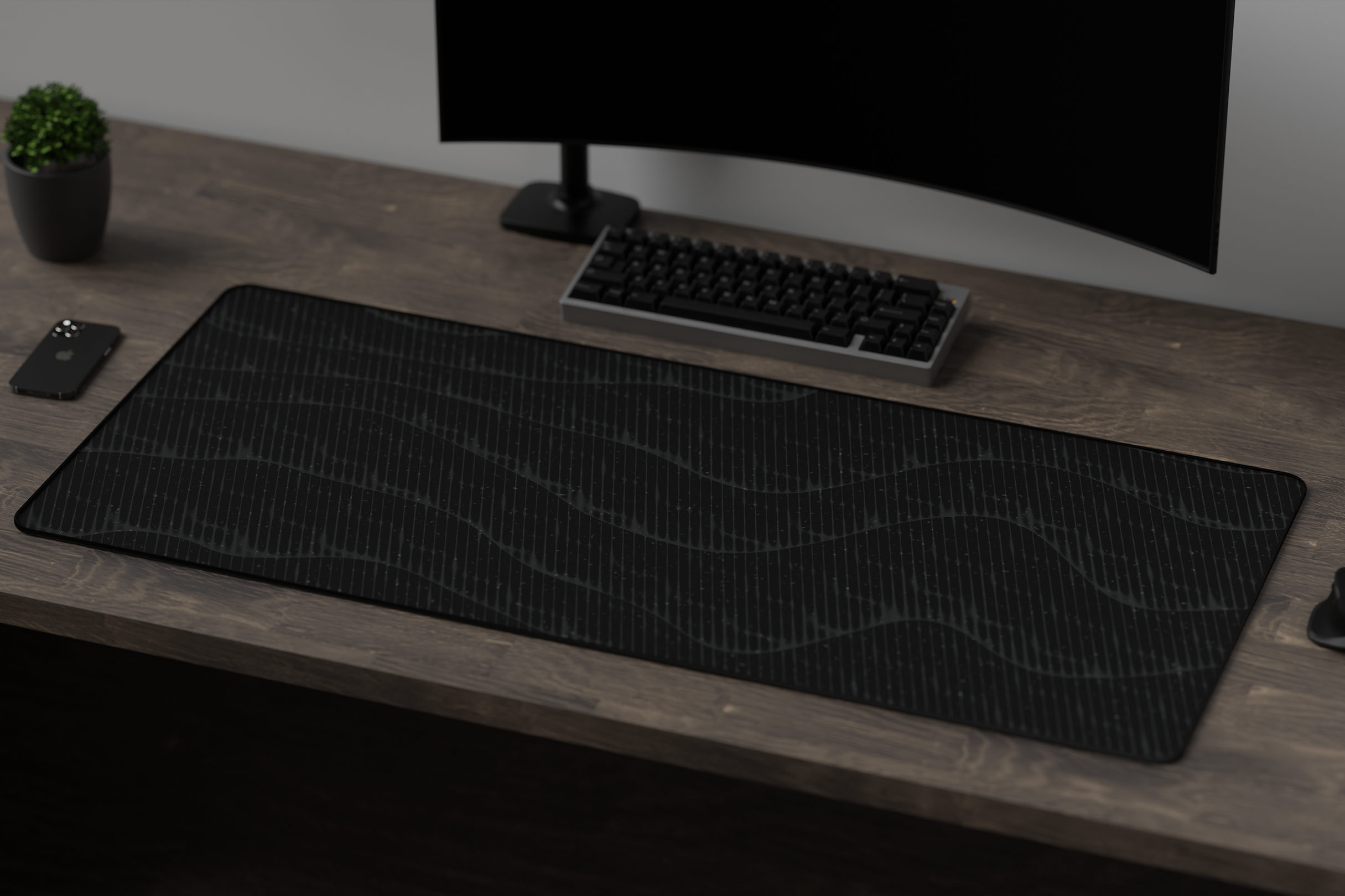 [In Stock] Grey on Black Deskmat